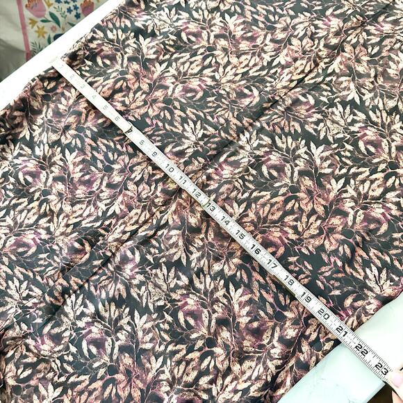 Peruvian Connection 100% Silk Leaf Print Long Sleeve Collared Tunic Size Large - Picture 13 of 13